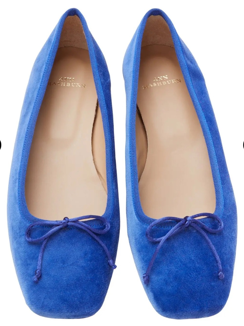 Ann Mashburn Blue Velvet
Square Toe Ballet Flats Made in Italy Sz 36